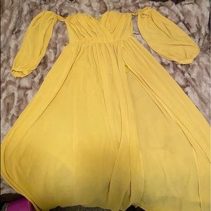 Worn once stunning yellow floor length dress